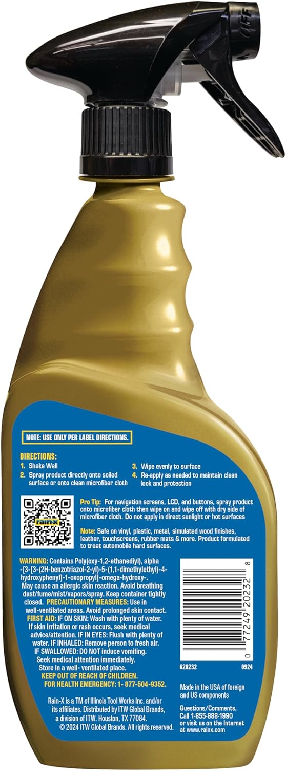 Rain-X 620234SRP Carpet & Upholstery Cleaner Repellent for Car Interiors & More, Cleans + Repels Spills while Preventing Stains, Fresh Scent 16 Fl Oz.