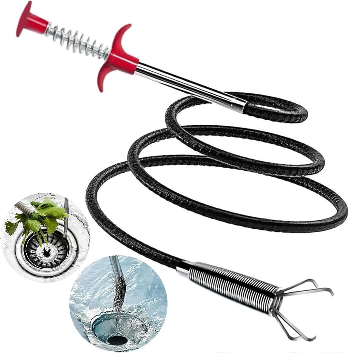 76 Inch Drain Snake Clog Remover, Flexible 4-Claw Grabber Tool,Toilet Sink Shower Bathtub Drain Cleaner for Hair Removal