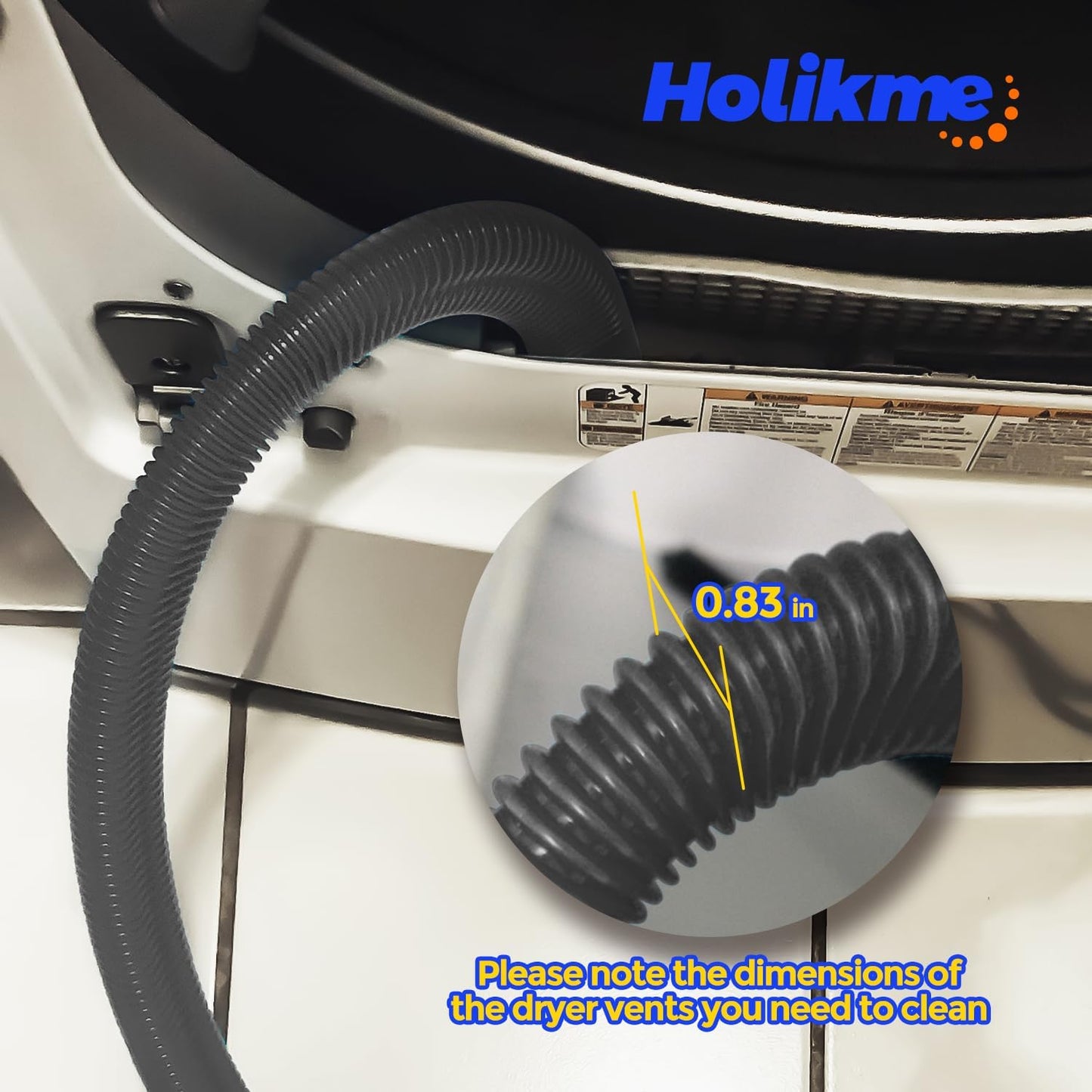 Holikme Dryer Vent Cleaner Kit 2 Pieces - Upgraded Dryer Lint Screens Cleaner Brush Part,Compatible with Most Vacuum Cleaner,Vacuum Hose Attachment & Refrigerator Coil Brush,Quickly Lint Remove,Blue