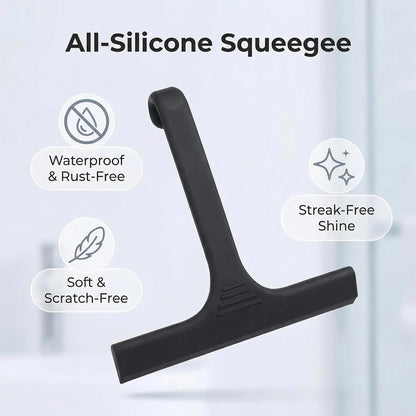 Silicone Shower Squeegee - All-in-One Design with Built-in Hook, 10 Inch Streak-Free Bathroom and car Cleaner for Glass Doors, Mirrors, Windows, Tiles Purple