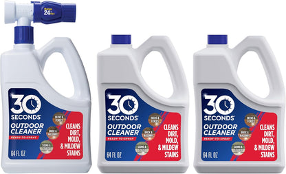 30 SECONDS Outdoor Cleaner 2 Pack with Hose End Sprayer - Cleans Stains from Algae, Mold and Mildew on Vinyl Siding, Deck, Patio, Brick and More