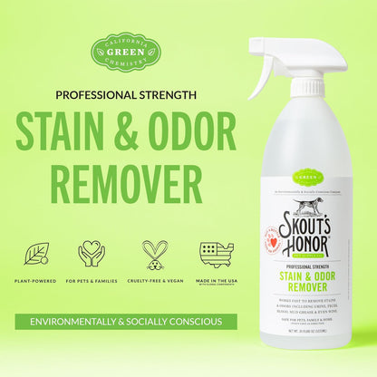 SKOUT'S HONOR Severe Mess Stain & Odor Eliminator, Powerful Stain Remover and Carpet Cleaner for Tough Dog Messes, Eco-Friendly Carpet Deodorizer, Cleaning Spray and Poop Spray, 35 oz