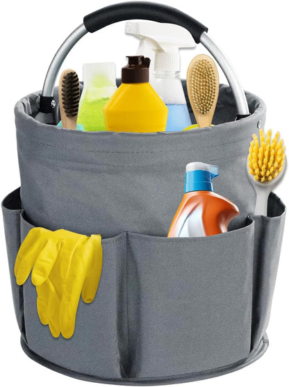 17L Cleaning Caddy with Handle, Cleaning Supplies Organizer, Foldable Storage Basket, Cleaning Supply Caddy, Portable Multi Cleaning Bucket Bag for Home, Garden (Pink)