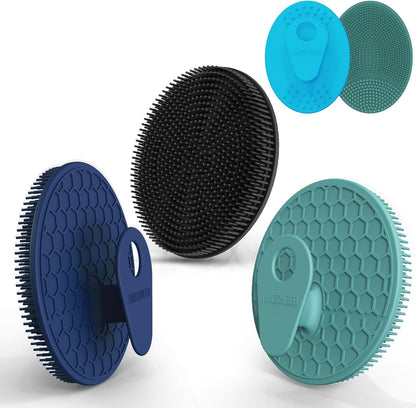 INNERNEED Food-Grade Soft Silicone Body Scrubber Shower Brush Handheld Cleansing Skin Brush, Gentle Exfoliating and Lather Well (Black)