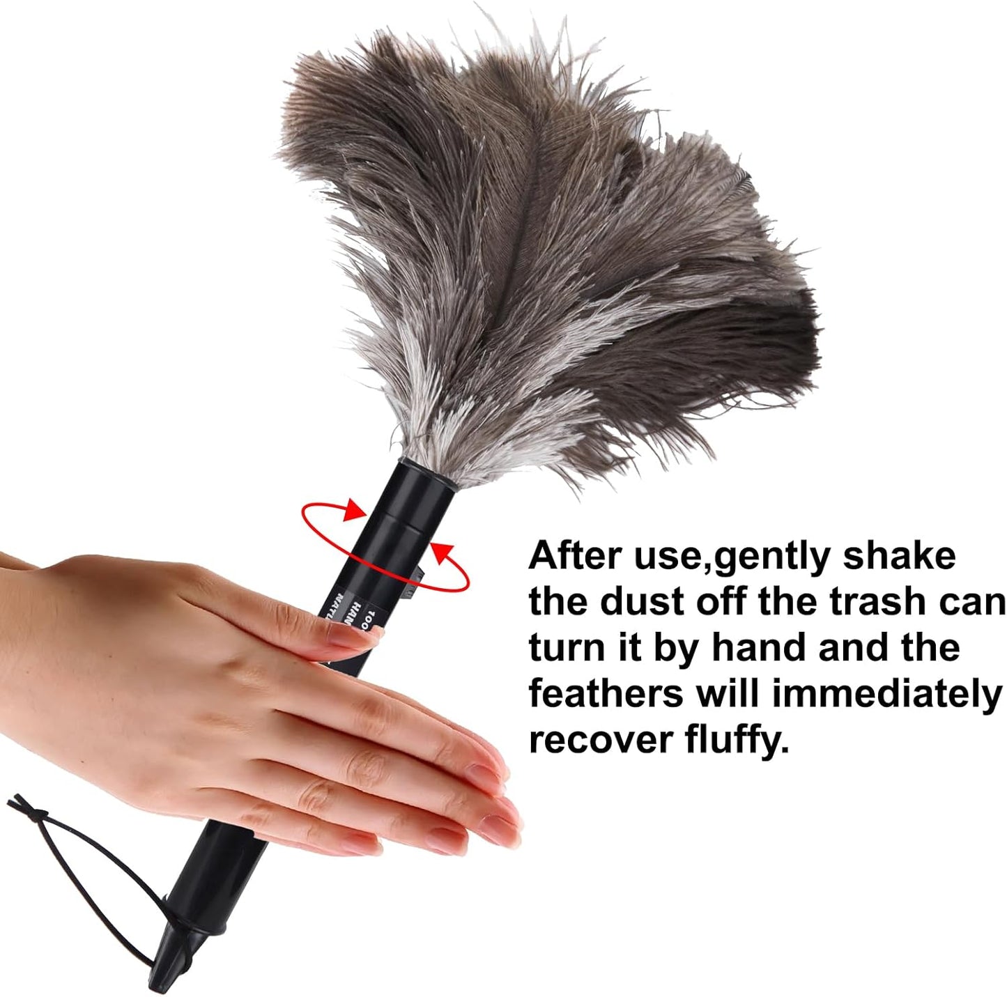 Aldwin Ostrich Feather Duster Retractable 2 Pack,16 inch Genuine Fluffy Natural Handheld Feather Dusters for Cleaning Supplies, Washable,Car, Office, Desk