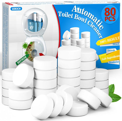 USKICH 20 Pack Toilet Bowl Cleaner Tablets,Blue Automatic Toilet Tank Cleaners, Long-Lasting Household Toilet Cleaners,Toilet flush Cleaning & Deodorizer