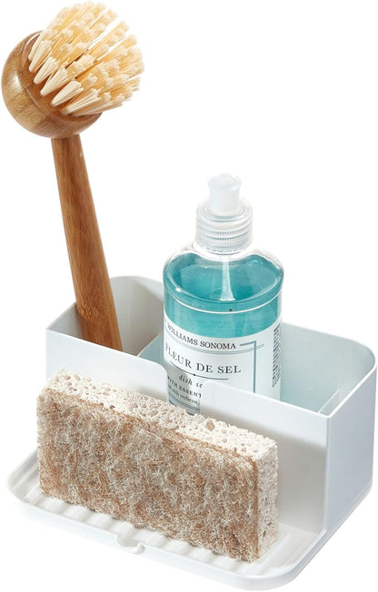 iDesign Recycled Plastic Double Suction Sink Caddy, White