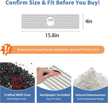Stone Faucet Mat for Kitchen Sink, Water Absorbing Sink Water Splash Guard, Fast-Drying Kitchen Sink Faucet Mat, Durable Protector and Stone Drying Mat for Kitchen Counter & Bathroom Sink