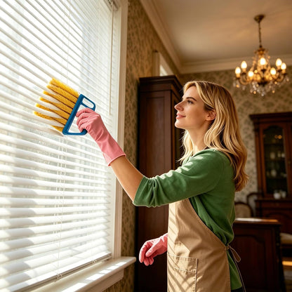 3-Piece Blind Cleaner Duster Tool with 7-Finger Design, Washable Microfiber Window Blind Brush for Wood Blinds, Venetian Shades, Air Conditioner Vents, and Window Tracks