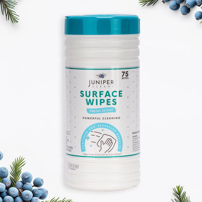 Juniper CLEAN 24 Pack Surface Cleaning Wipes Bleach Free, All-Purpose Cleaner for Bathroom, Kitchen, Office, 1728 Count Soft Flow, Fresh Scent, Bleach Free, Lint Free, Durable