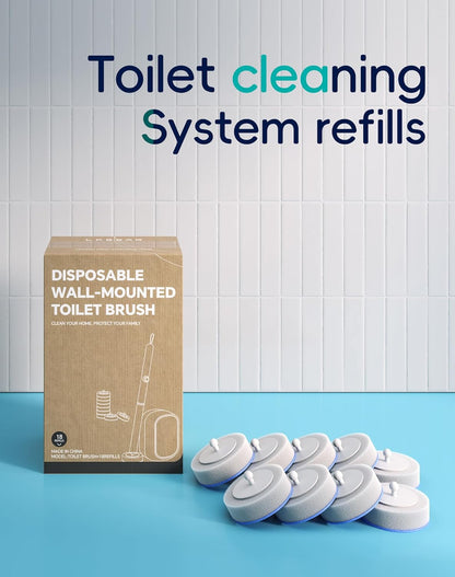 Disposable Toilet Cleaning System - Toilet Wand Kit with 18 High-Performance Refills, Wall Mounted Brush and Holder for Deep Cleaning Bathroom (Brush + 18 Refills)