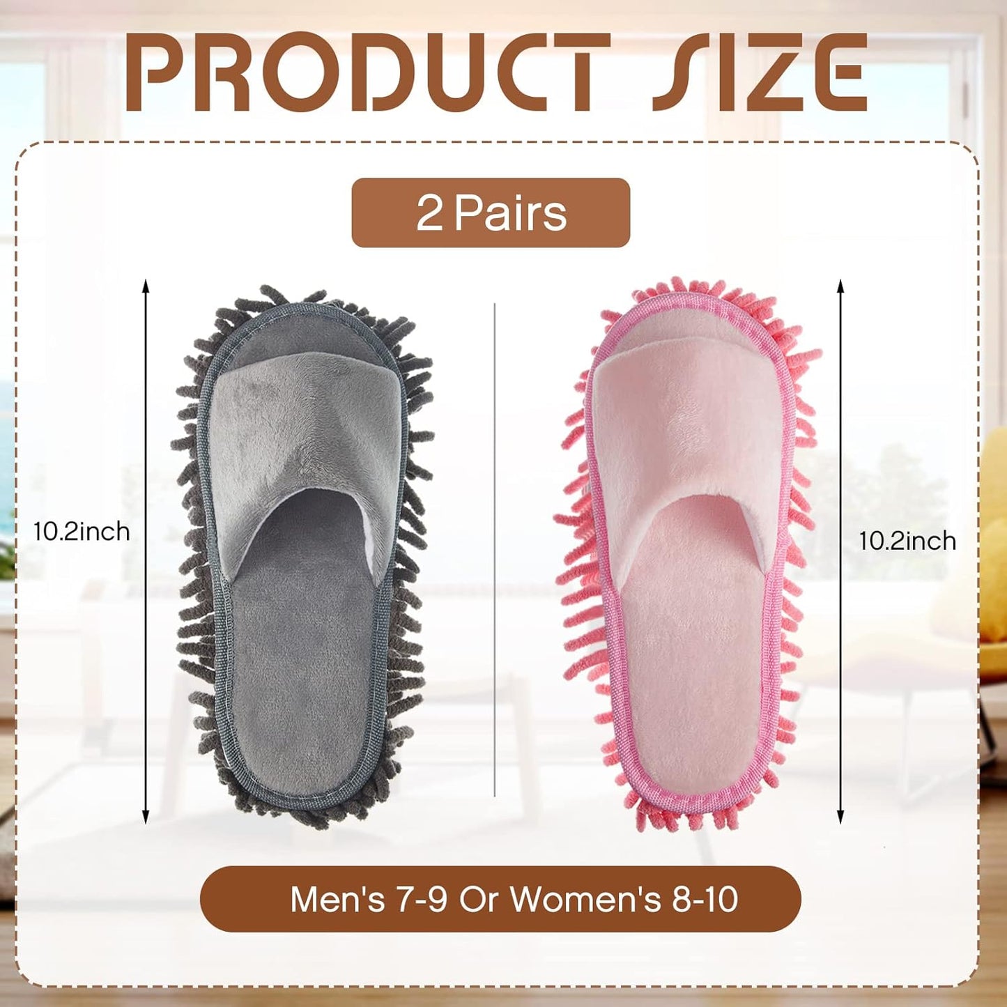 Jecery 2 Pairs Microfiber Cleaning Mop Slippers for Floor Cleaning House Mop Shoes Men and Women Washable Unisex Dusting Slippers Dirt Tool Supplies(Medium,Gray)