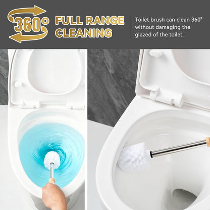 Turtle Base Toilet Brush Set - Gold Ceramic Toilet Scrubber Brush 7.5” Bowl Cleaner with Ergonomic Handle, Mini Cute Bathroom Cleaning Brush - Bathroom Decor