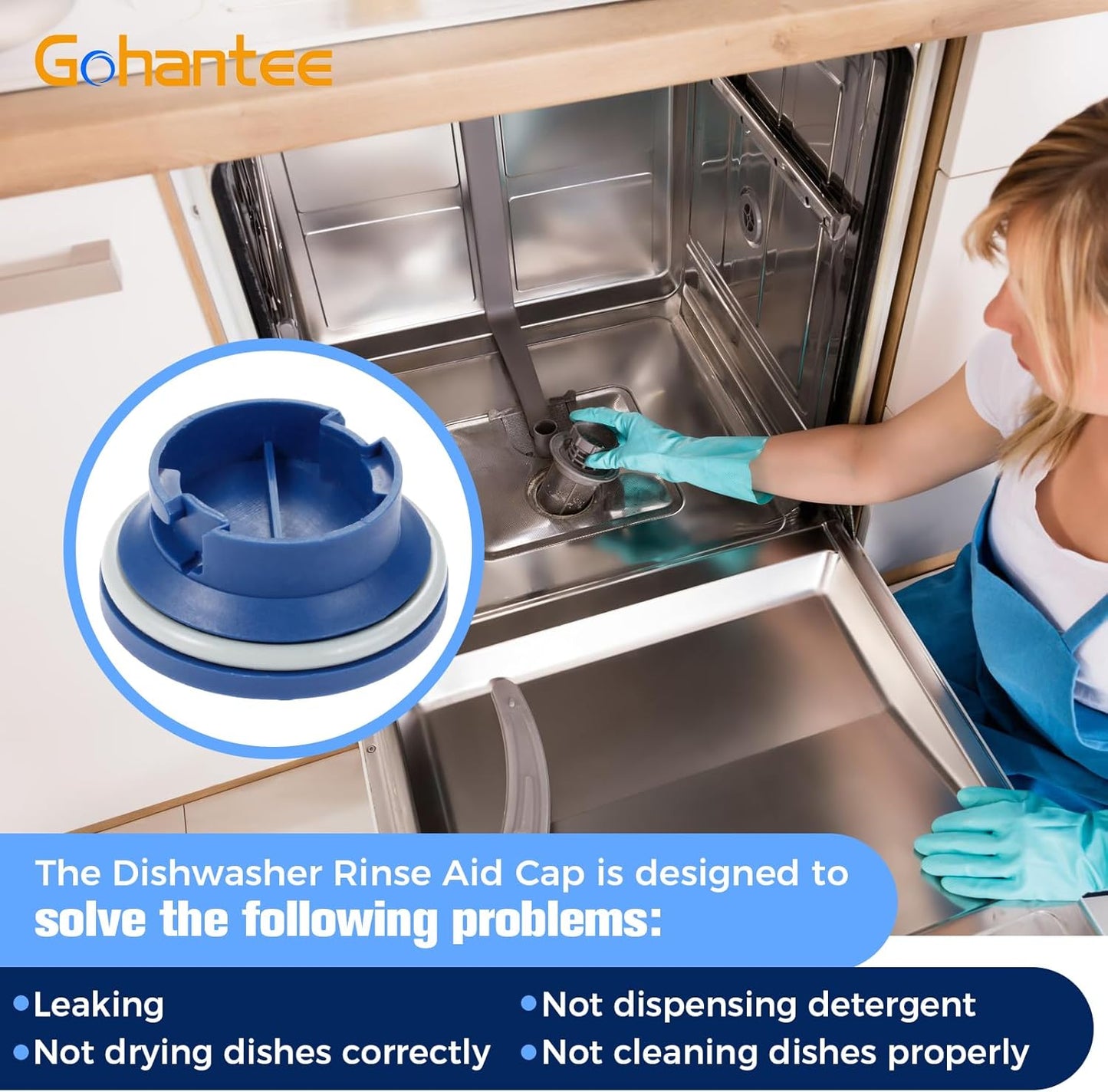 W10524920 Dishwasher Rinse Aid Cap Fit for Whirlpool Dishwashers & KitchenAid Replace Part# WPW10524920 WPW10304408