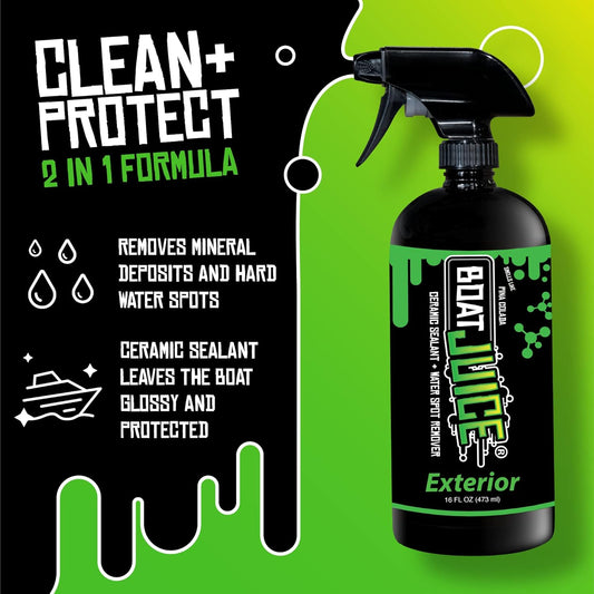 Boat Juice 2in1 Exterior Boat Cleaner & Protectant | Water Spot Remover with SiO2 Ceramic Sealant | Pina Colada Scent | Marine Detailing & Boat Cleaning Supplies, Accessories | Made in USA (1 Gallon)
