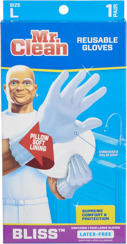Mr. Clean Large Reusable Latex Gloves, 2 Color, 2 Pairs