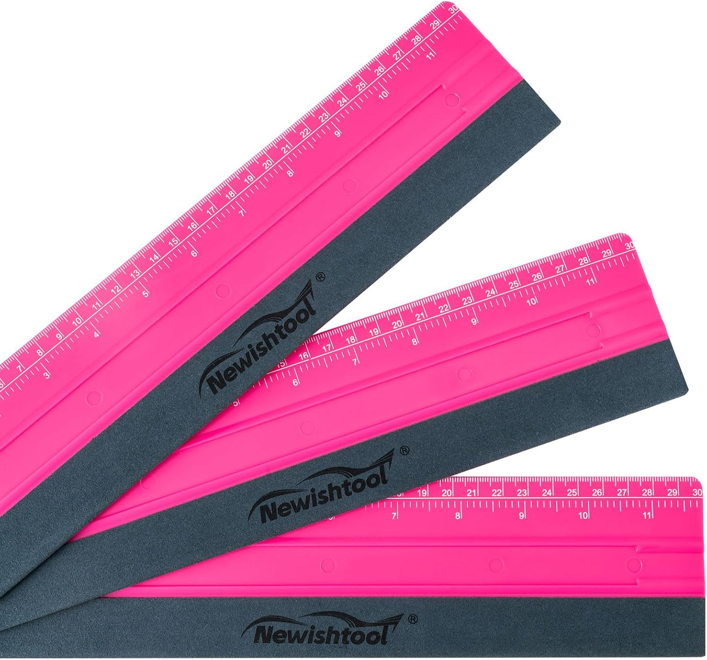 NEWISHTOOL Vinyl Wrap Squeegee for Vinyl, Big Size Wallpaper Smoothing Squeegee, 3 Pack 25CM Decals Squeegee with Ruler & Micro Suede Felt Edge for Sign Making Graphic Window Tint Film Application