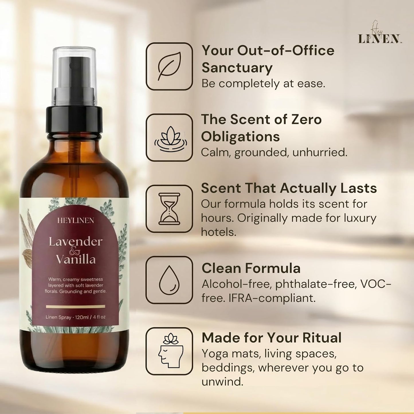 Lavender & Lemon Linen Spray | Clean Refreshing Aromatherapy Made with Pure Essential Oils | Fabric Freshener & Deodorizer for Carpet Kitchen Laundry Bathroom | 4 fl oz