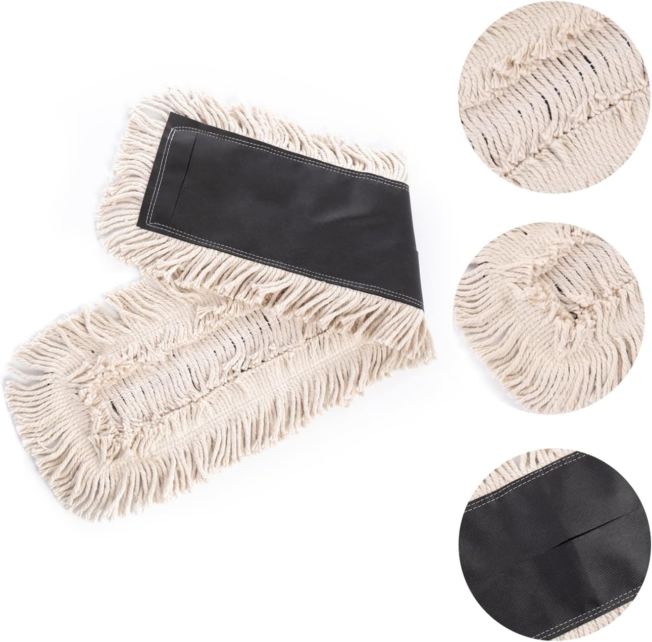 Matthew Cleaning 24'' Industrial Strength Cotton Dust Mop Refill Washable Replacement Heads for Residential & Commercial Use Fit Standard Dust Mop Frames, Hardwood, Laminate, Concrete Floors 3 Pack