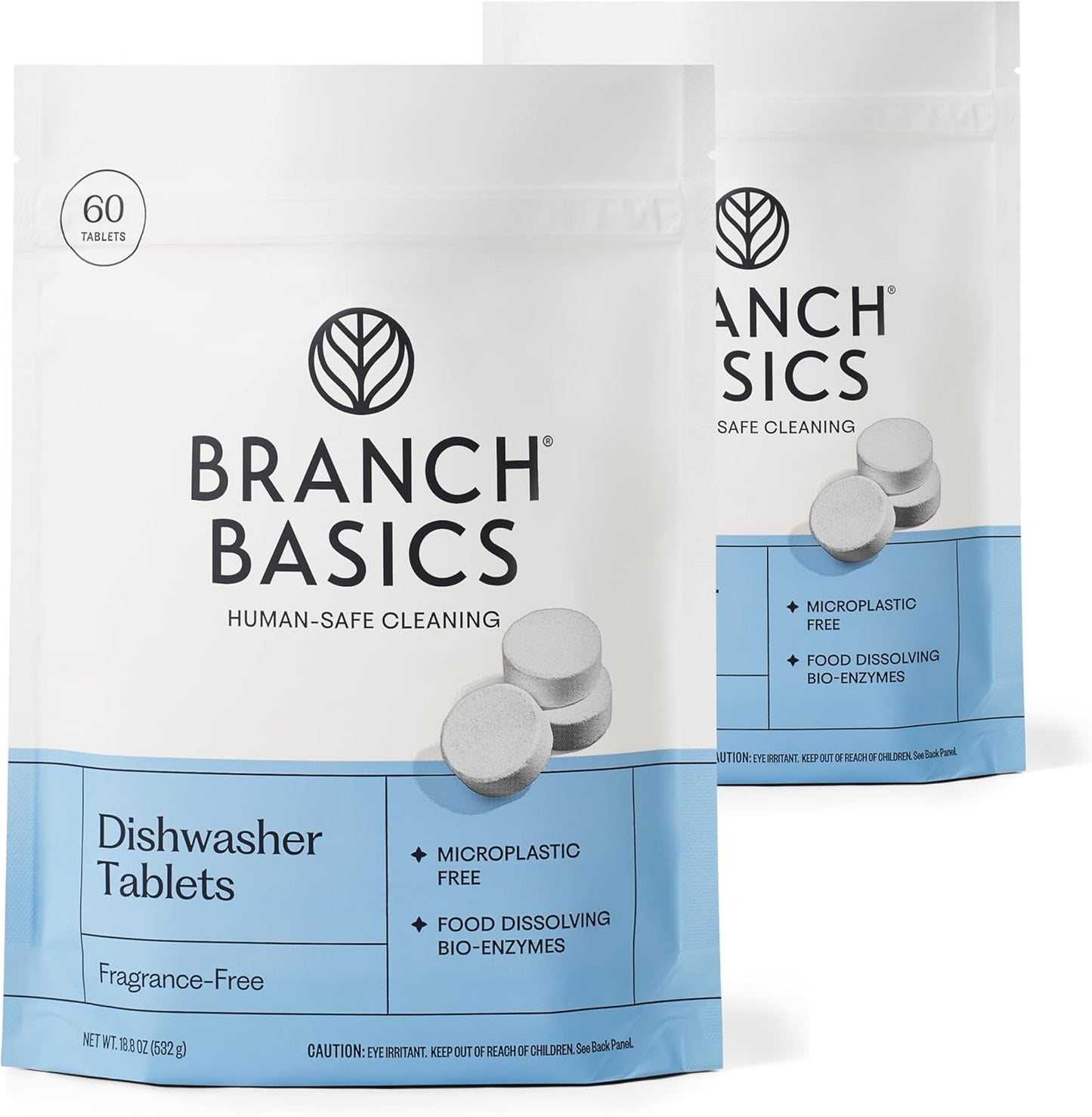 Branch Basics Dishwasher Tablets – 60 Ct | Plastic-Free, Fragrance-Free, Human-Safe | Delivers a Powerful Clean Without Harsh Chemicals