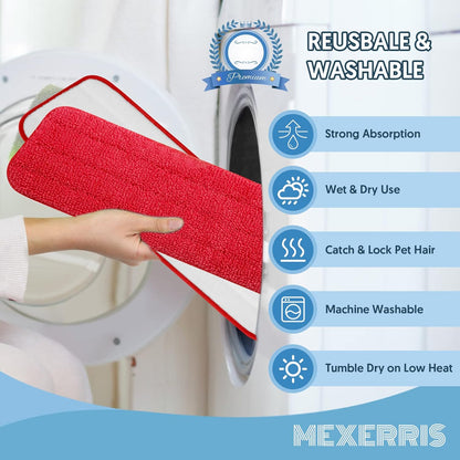 7 Count Reusable Microfiber Mop Pads for Swiffer PowerMop - MEXERRIS Microfiber Wet Pads Refills PowerMop Pads Machine Washable Hard Wood Floor Mop Pads Replacement for 13''-15'' Spray Wet Mops