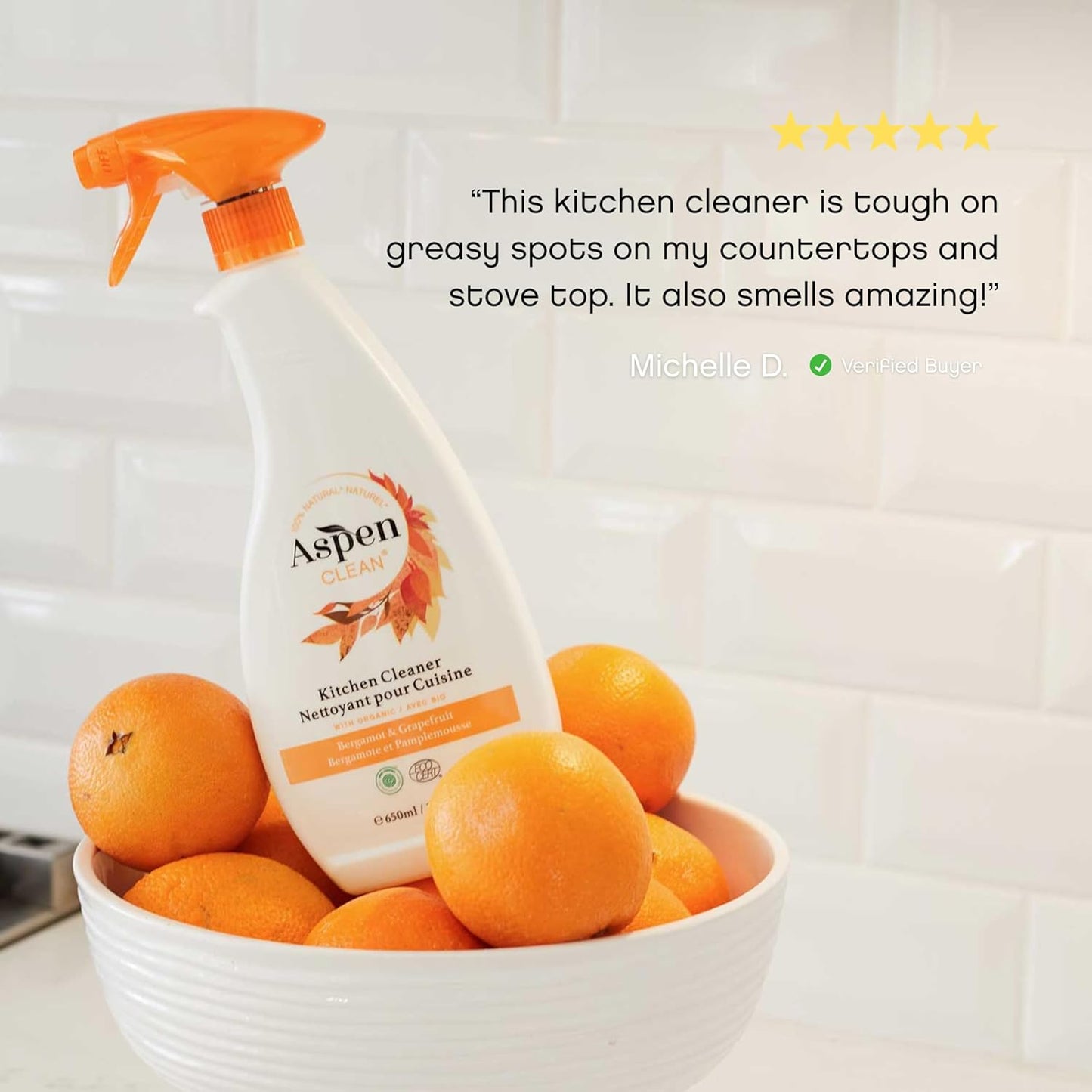 AspenClean | Kitchen Spray Cleaner | Plant-Based Degreaser for Grease & Grime | Multi-Surface Cleaner | Non - Toxic | 100% Natural | EWG Verified | Pack of 2