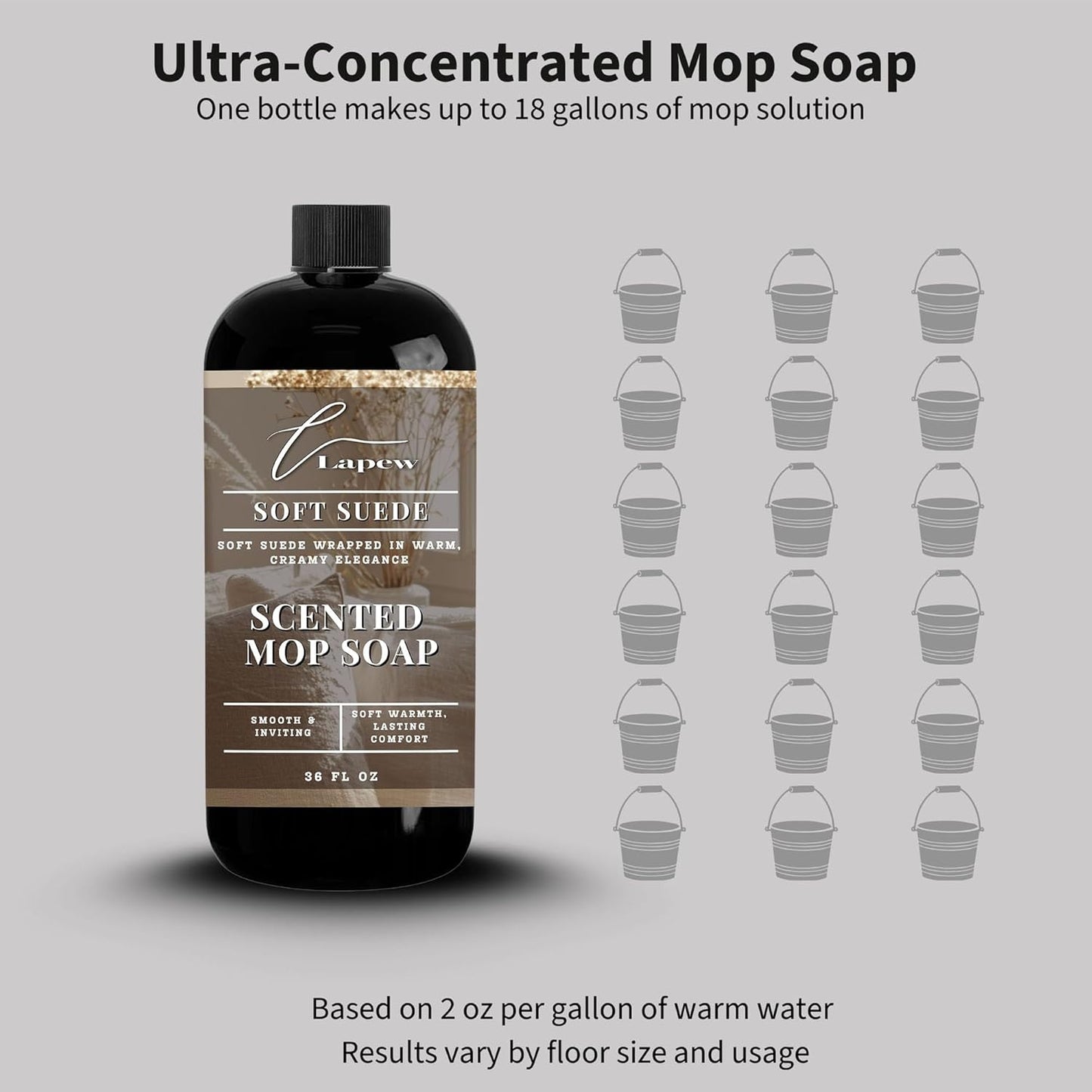 Lapew Baccarat Scented Mop Soap - Luxury Floor Cleaner Concentrate for Mopping Tile, Laminate, Vinyl & Hardwood | Streak-Free, Low-Foam | 36 oz - Colors A