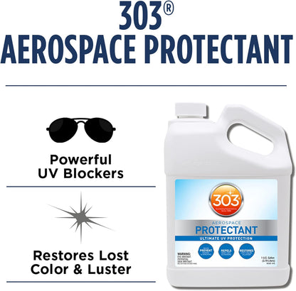 303 Products (30308CSR) UV Protectant Spray for Vinyl, Plastic, Rubber, Fiberglass, Leather & More – Dust and Dirt Repellant - Non-Toxic, Matte Finish, 16 Fl. oz., White