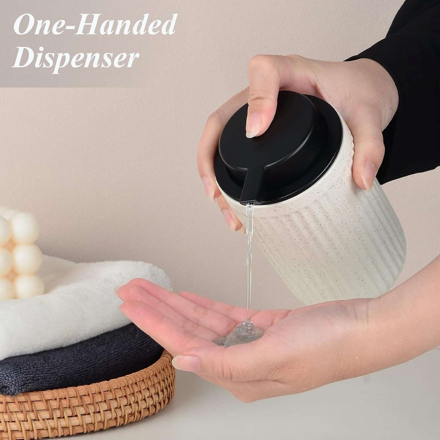 BosilunLife Dish Hand Soap Dispenser - Liquid Pump Soap Dispenser for Bathroom Decro 12oz Ceramic Kitchen Dish Dispenser with Rust-Proof Liquid Pump Modern Refillable Lotion Bottles