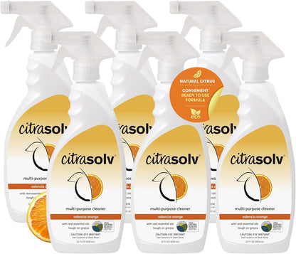 Citra Solv All Purpose Cleaning Spray – Powerful Citrus Degreaser for Kitchen & Bathroom, Multi-Surface Cleaner, No Harsh Chemicals, Valencia Orange 22oz