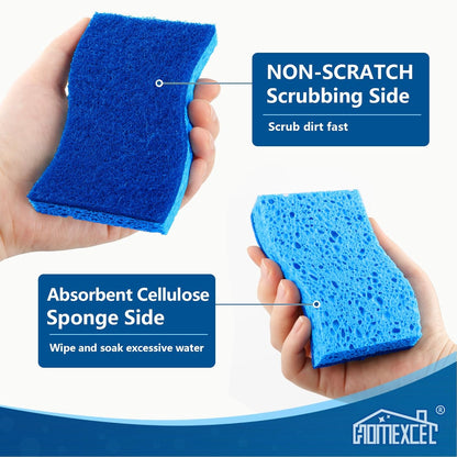 HOMEXCEL Sponges Kitchen 24pcs, Non-Scratch Scrub Dish Sponge Safe on Non-Stick Cookware, Dual Sided Cleaning Sponges for Kitchen, Household, Bathroom and More