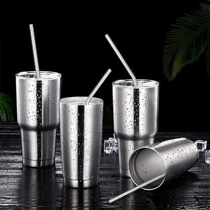 Vinaco Stainless Steel Smoothie Straws, 0.4'' Extra Wide Reusable Metal Drinking Straws for Milkshake, Smoothie, Beverage, Set of 4 with 1 Cleaning Brush