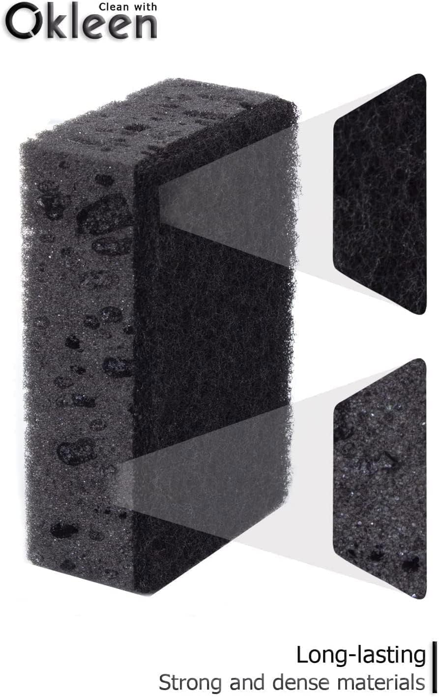 Green Multi Use Scrub Sponge. Made in Europe. 9 Pack, 4.3x2.8x1.4 inches. Odorless Heavy Duty and Non Scratch Fiber. Best, Durable, Delicate, Porous, Non Cellulose Kitchen Sponges and Scrubbers