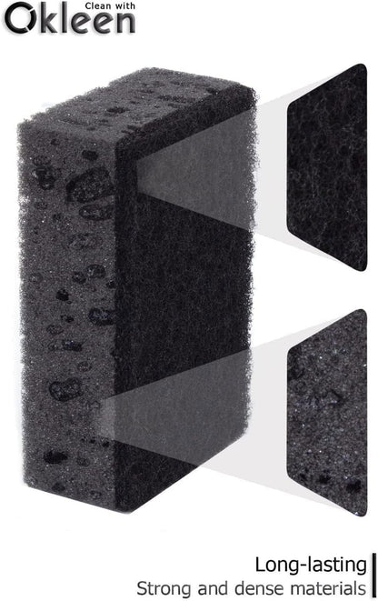 Green Multi Use Scrub Sponge. Made in Europe. 9 Pack, 4.3x2.8x1.4 inches. Odorless Heavy Duty and Non Scratch Fiber. Best, Durable, Delicate, Porous, Non Cellulose Kitchen Sponges and Scrubbers