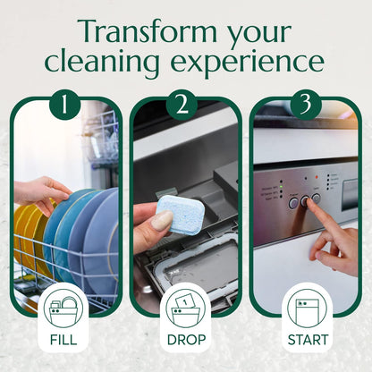 CLEANOMIC Dishwasher Pods (32 Eco Tabs) Soap Detergent, No Harsh Ingredients, Individually Wrapped - Lemon Fresh