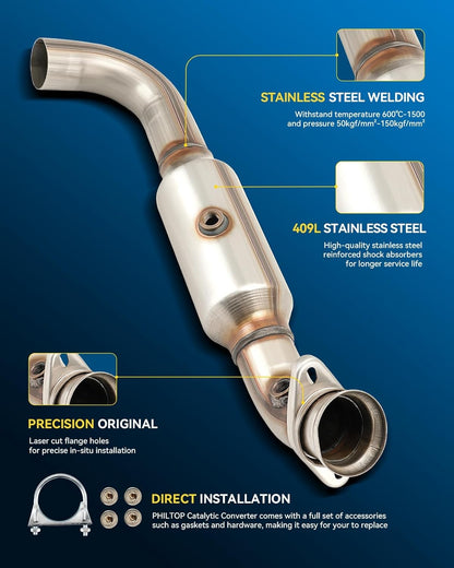 PHILTOP Left and Right Catalytic Converter Replacement For 2005-2010 300 2.7/3.5L V6 RWD, 2006-2010 Charger 2.7/3.5L V6 RWD, 2005-2008 Magnum 2.7/3.5L V6 RWD Replace 55434, 55433 (EPA Compliant) - Colors A