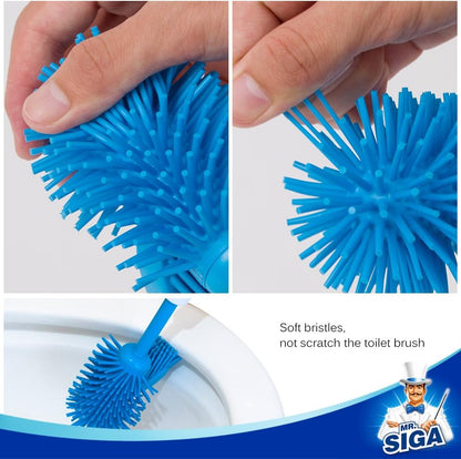 MR.SIGA Soft Bristle Toilet Brush with Holder, Gray & Black, 1Pack