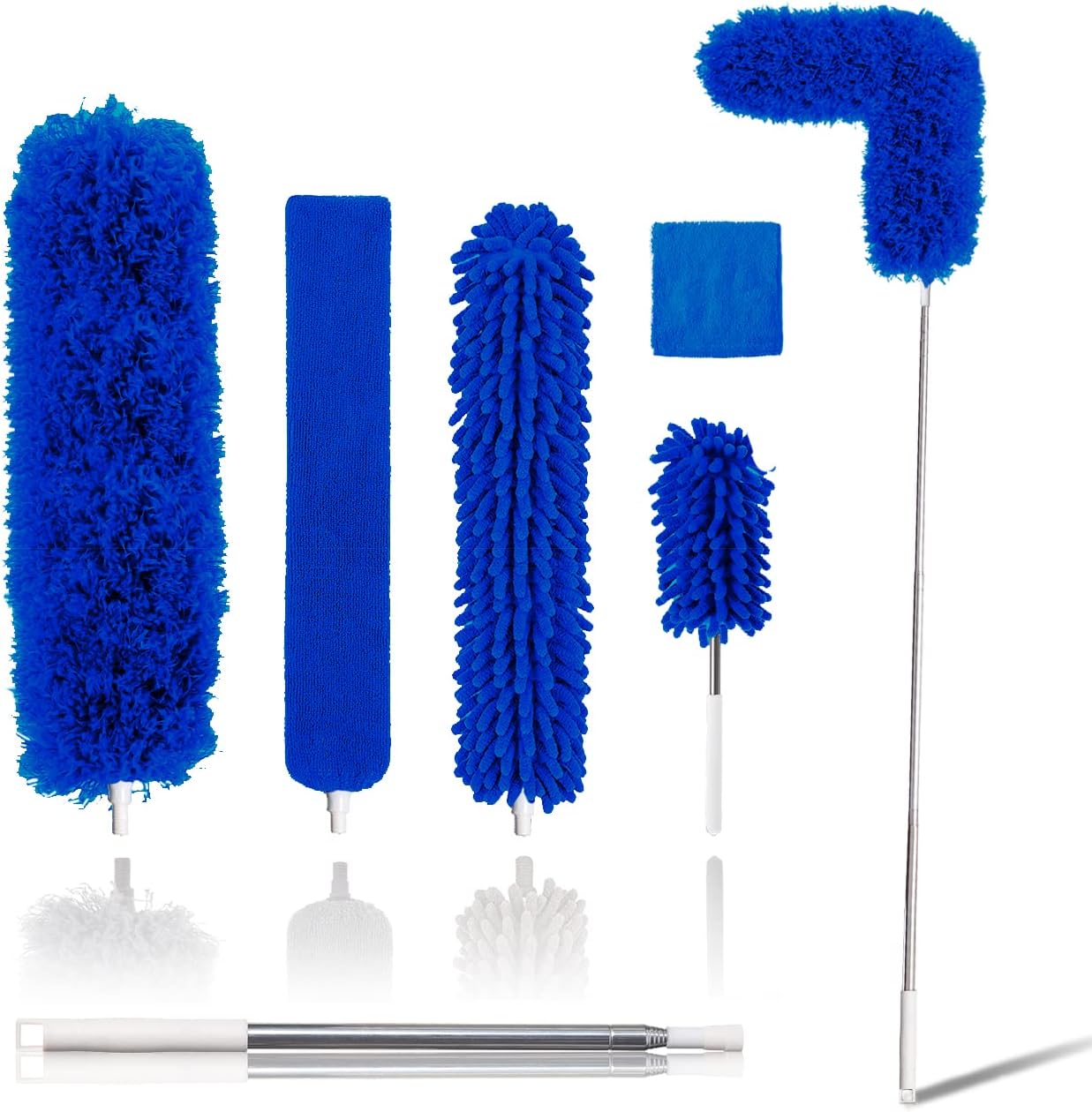 Microfiber Duster Kit for High Ceiling (6pcs), Extendable Dusters for Cleaning with 100" Extension Pole, Long Feather Duster for Fan/Car, House Cleaning Tool Kit by OOSOFITT
