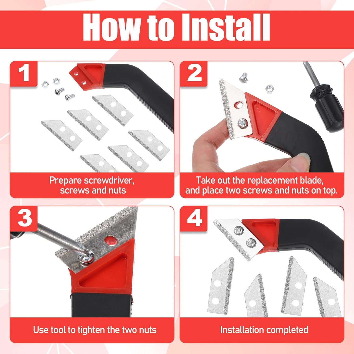 Grout Removal Tool with 5 Pcs Replacement Blades Hand Grout Scraping Rake for Tile Gap Cleaning and Repair