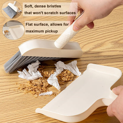 Mini Handheld Broom and Dustpan Set, Small Dust Pan and Brush Set Cleaning for Keyboard, Tabletop, Office Desk, Camping, Gardening, Pet, Car, Tiny Broom with Dustpan Combo for Children Learn Cleaning
