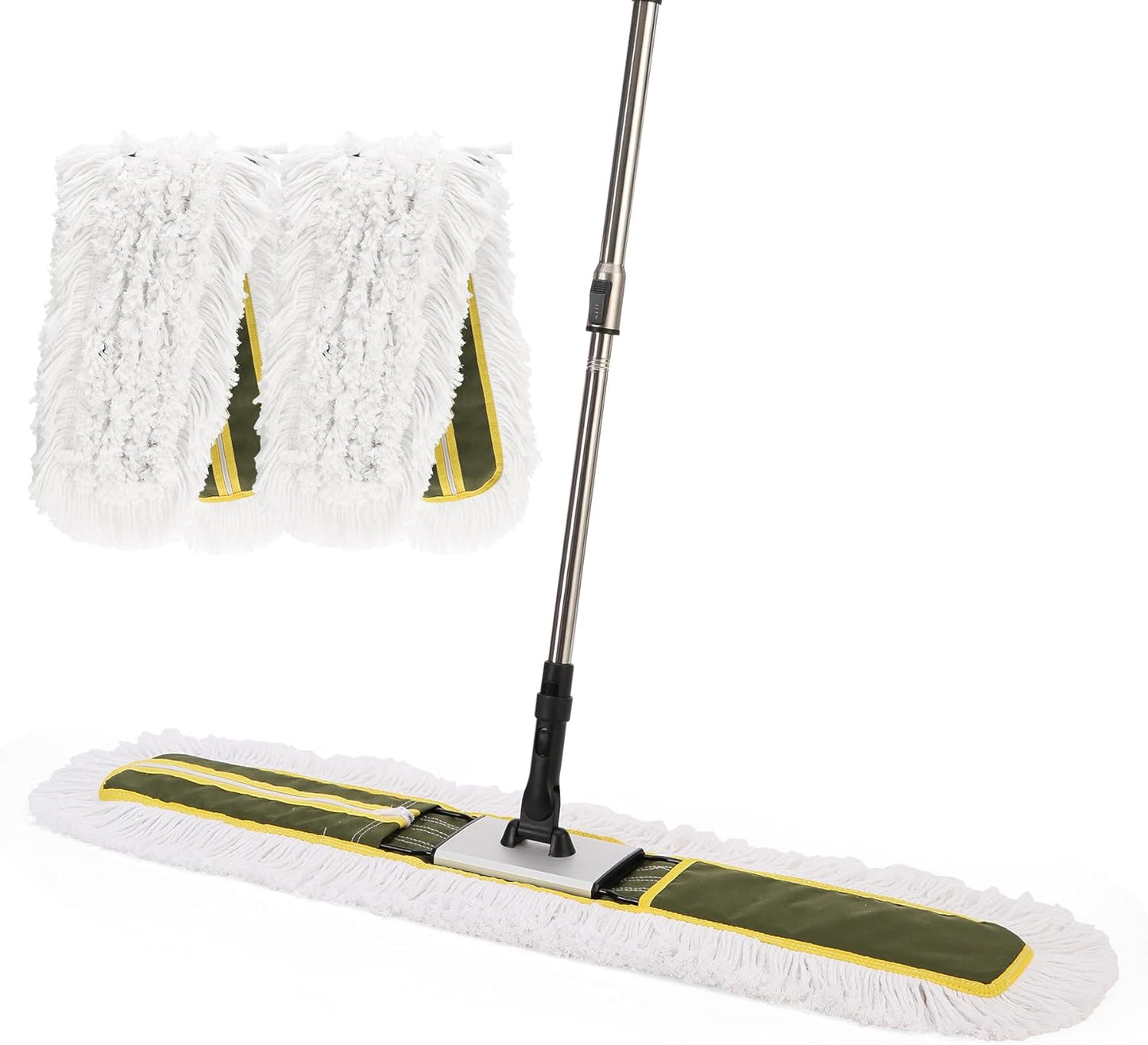 CLEANHOME 36" Commercial Dust Mop for Hardwood Floors, Tile, Laminate & Concrete - Heavy Duty Industrial Mop with Telescopic Handle, 2 Washable Microfiber Pads, Cleaning for Home, Warehouse, Office