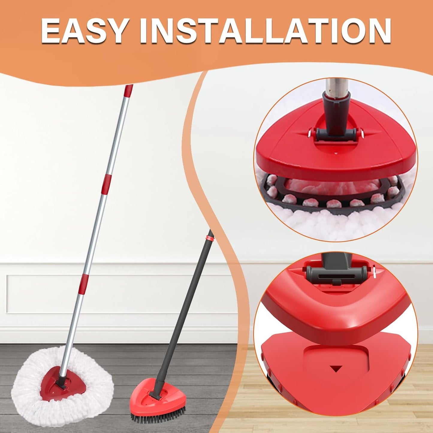 Fatmass 5 Pack Spin Mop Replacement for O Cedar EasyWring 1-Tank System,Include 4 Mop Replace Heads + 1 Upgrade Scrubber Brush, 100% Microfiber Mop Refills Deep Cleaning Machine Washable