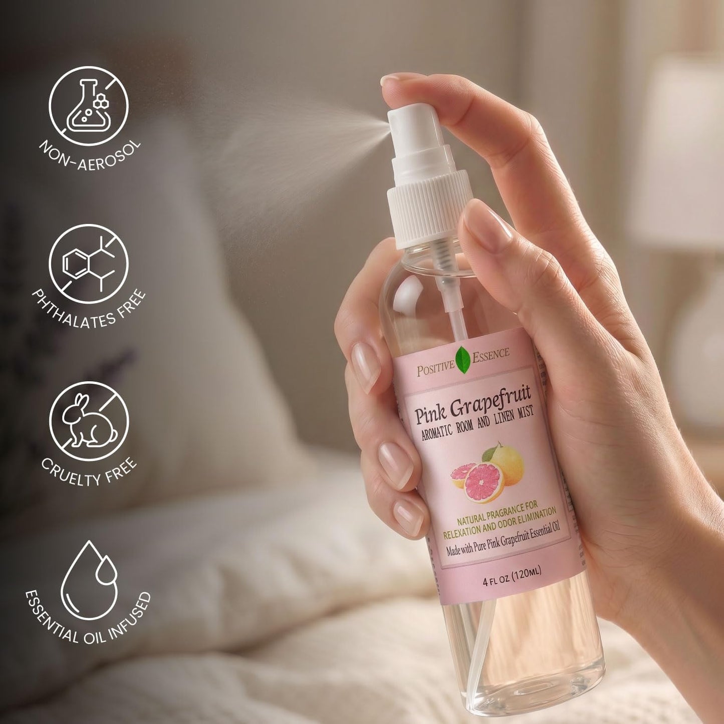 Lavender Room and Pillow Spray, Natural Aromatherapy Sleep Spray with Lavender Essential Oil for Relaxation, Fabric & Bedding Mist, Non-Aerosol Odor Neutralizer