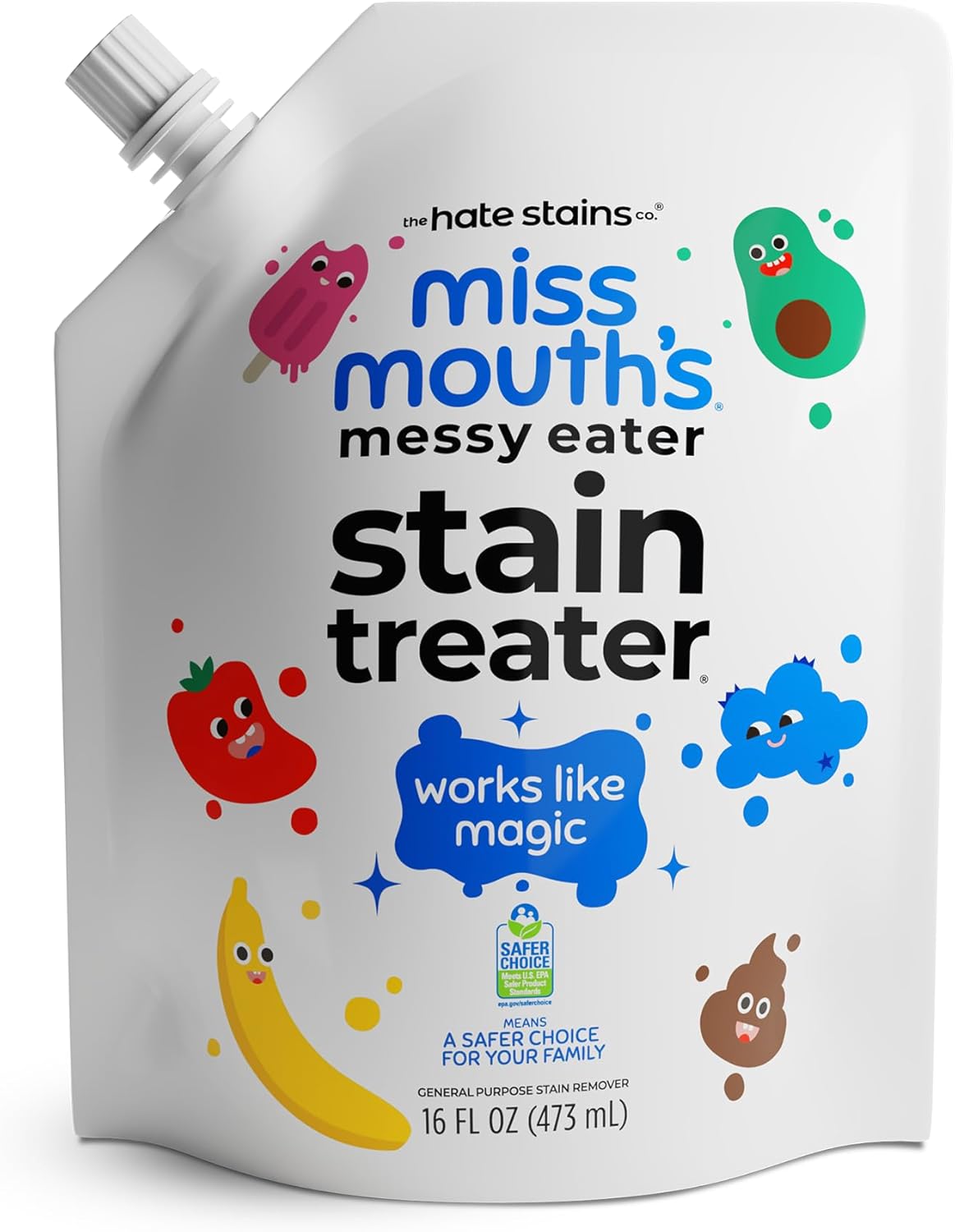Miss Mouth's Messy Eater Stain Treater Spray - 4oz 2 Pack Stain Remover - Newborn & Baby Essentials - No Dry Cleaning Food, Grease, Coffee Off Laundry, Underwear, Fabric