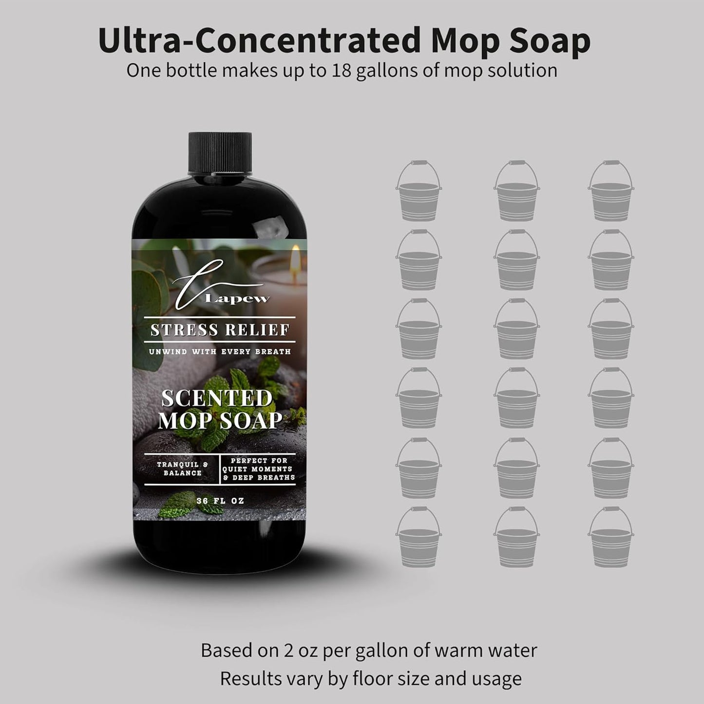Lapew Santal Scented Mop Soap - Luxury Floor Cleaner Concentrate for Mopping Tile, Laminate, Vinyl & Hardwood | Streak-Free, Low-Foam | 36 oz - Colors A