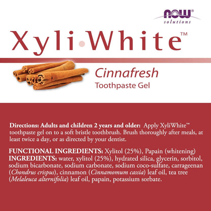 NOW Solutions, Xyliwhite™ Toothpaste Gel, Platinum Mint, Cleanses and Whitens, Fresh Taste, 6.4-Ounce