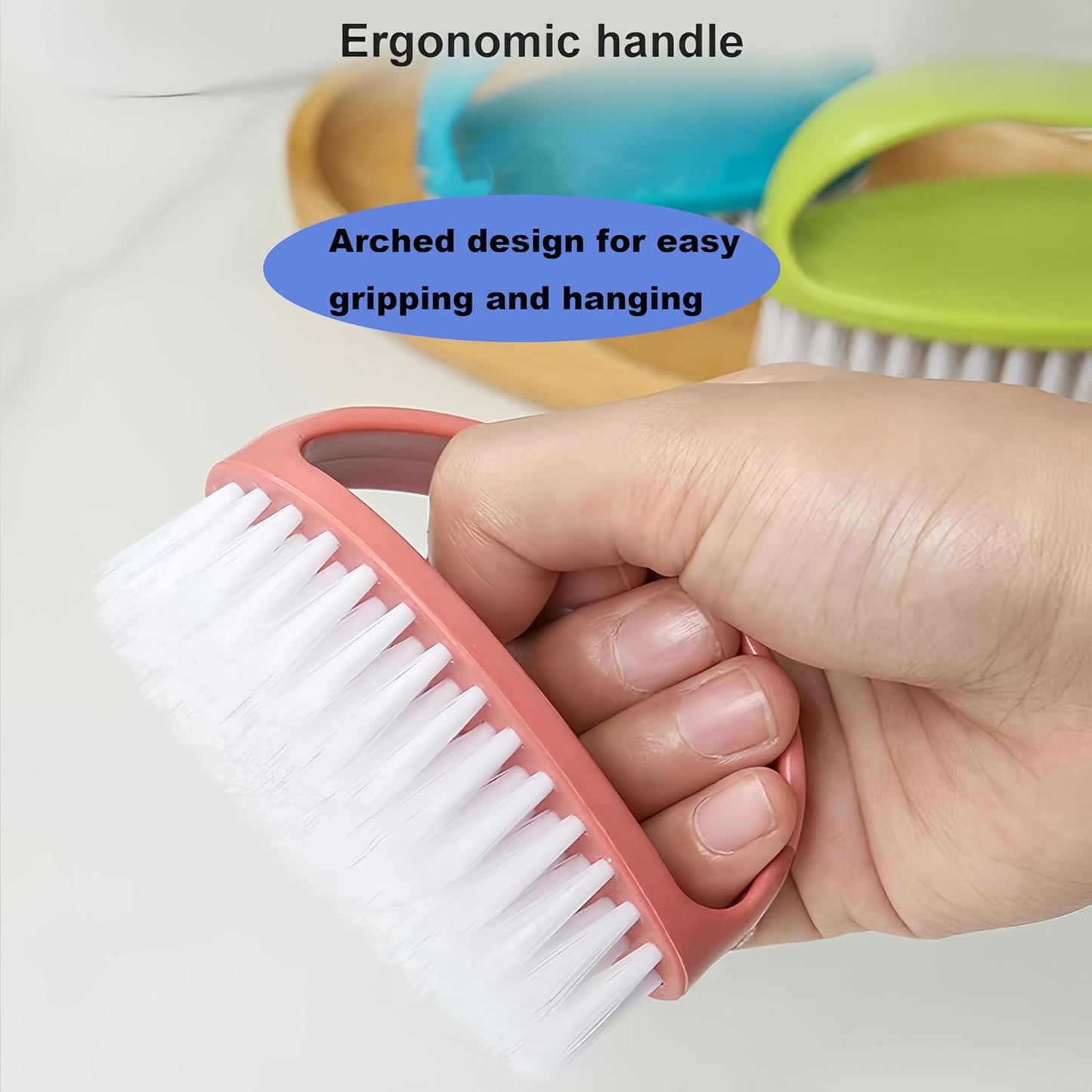 2 Pack Scrubbing Brushes for Cleaning, Heavy Duty Scrub Brush Nylon Stiff Bristles,Scrubber Cleaner Brush for Bathroom,Showe,Sink,Kitchen,Bathtub,Floor,Multi-Purpose Cleaning Brush (Green+Blue)