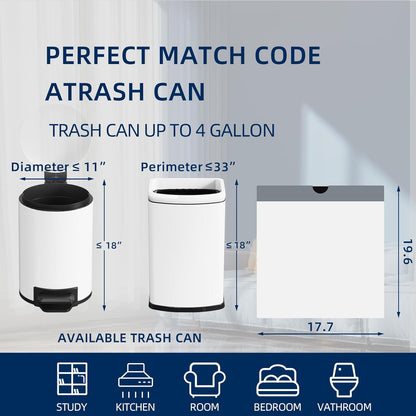 120 Counts 1.6 Gallon Mini Drawstring Trash Bags, Small Garbage Bags by KSSKSS, Code a fit 4.5-8 Liter, 1.2-2 Gal, White Trash Bin Liners for Home Office Kitchen Bathroom Bedroom