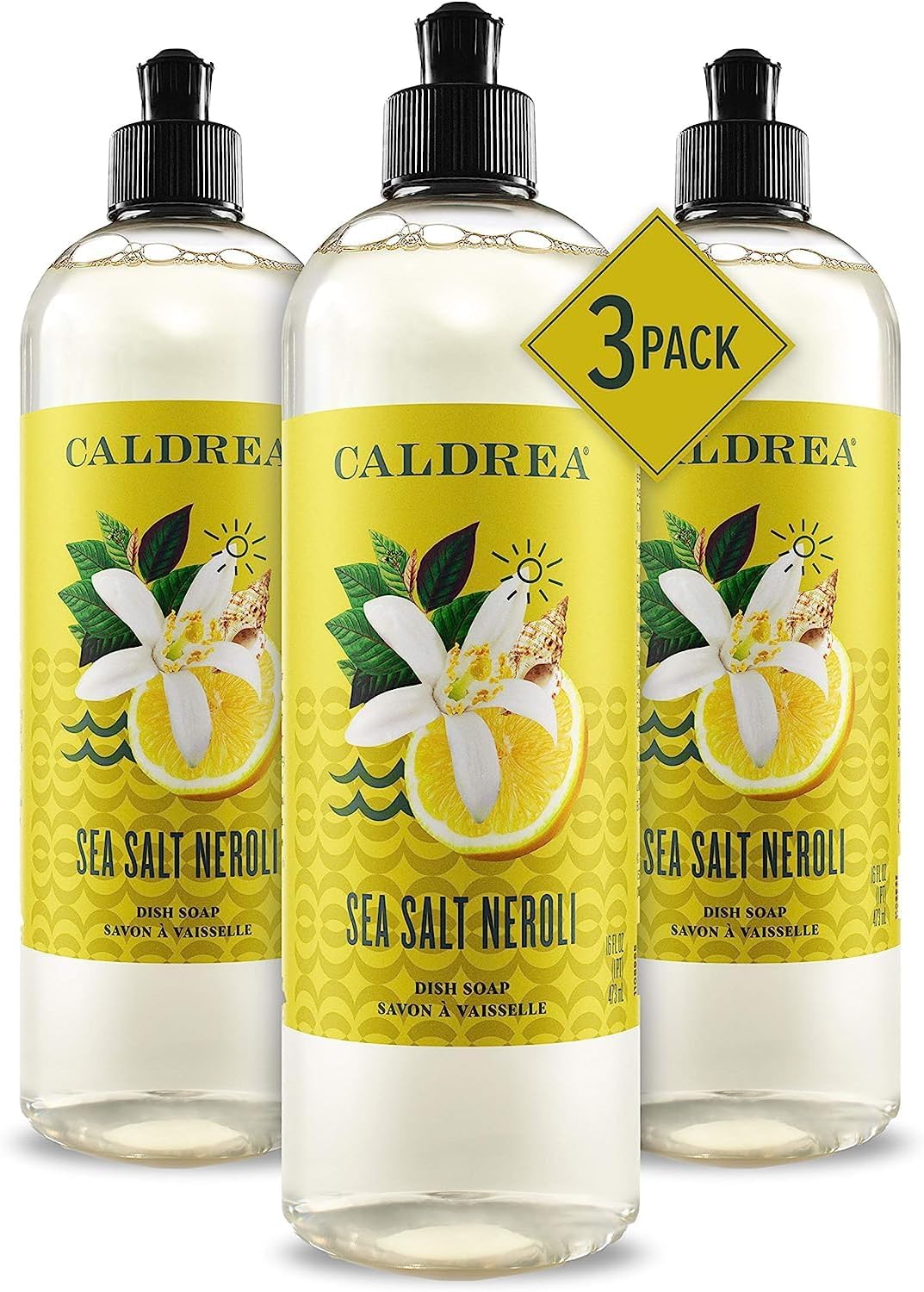 Caldrea Dish Soap, Biodegradable Dishwashing Liquid made with Soap Bark and Aloe Vera, Ginger Pomelo Scent, 16 oz