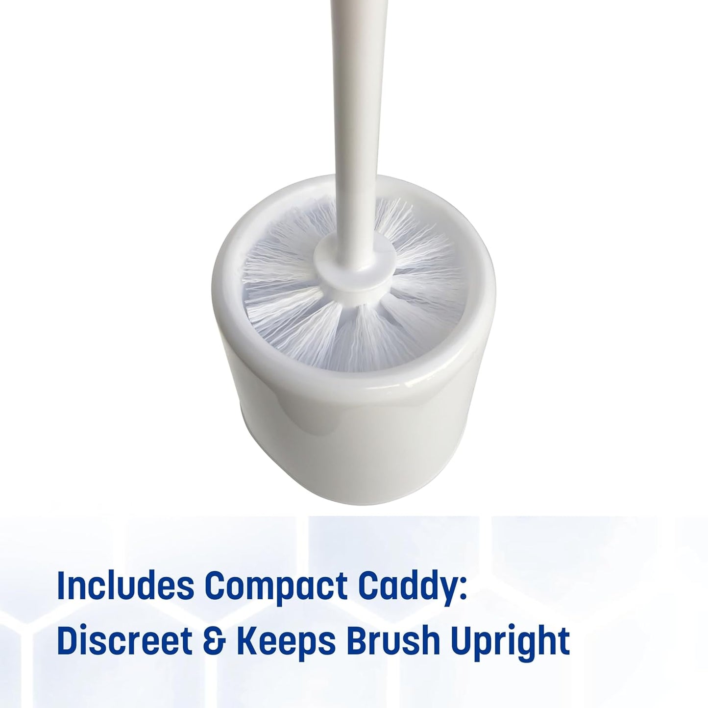 SPARTA 16-Inch Durable Toilet Brush with Storage Holder, Bowl Brush with Caddy with Sturdy Polypropylene Bristles for Effective Cleaning, White Plastic Handle for Secure Grip, White